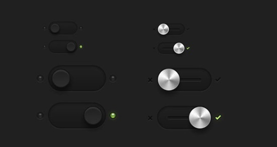 Dark Essential Switches & Toggles PSD