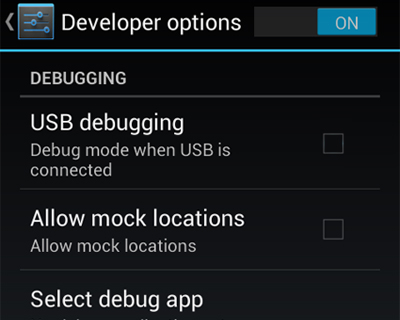 Developers Options Android USB Debugging Mode
