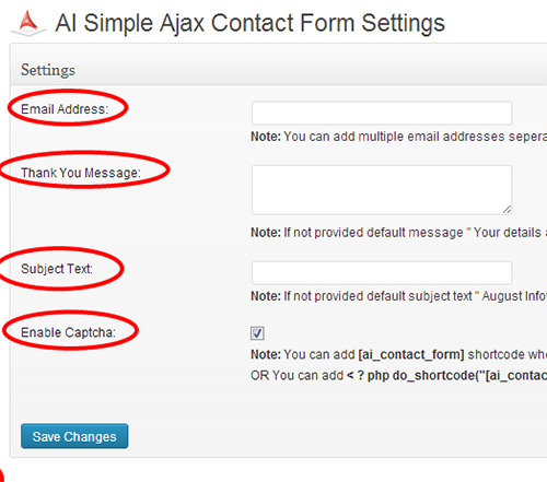Responsive Contact Form Settings