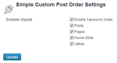 Simple Custom Post Order settings