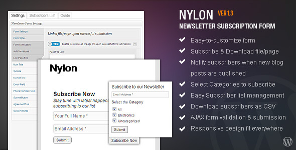 nyLON Subscription form - WP Plugin