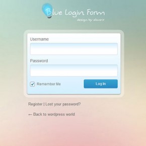 Blue login form WordPress Screenshot 01 Grey Theme