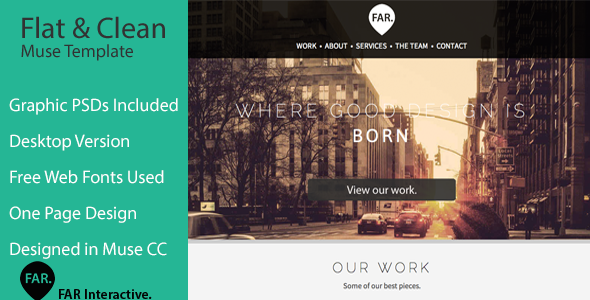 Flat & Clean One Page Parallax Muse Theme