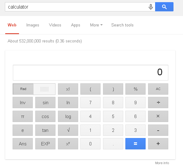 Use Google as a calculator