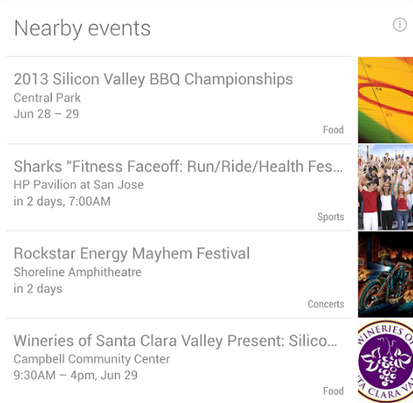 Google Now nearby events