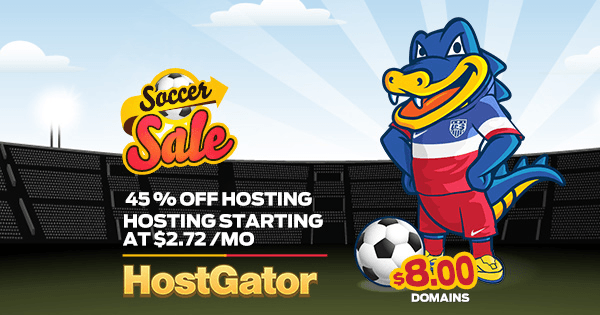 Get 45% OFF HostGator Web Hosting Services on this Soccer World Cup Event
