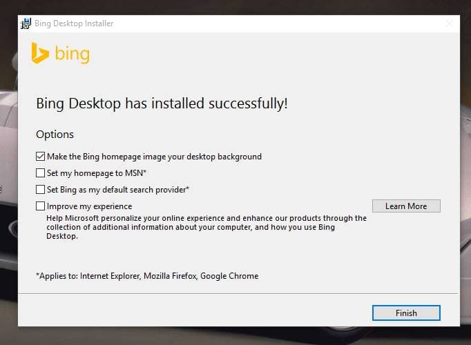 How to set Bing Background Images as Wallpaper in Windows