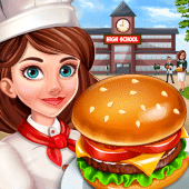 High School Caf? Girl: Burger Serving Cooking Game