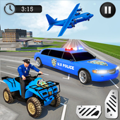 US Police Limousine Car: Truck Transporter Game