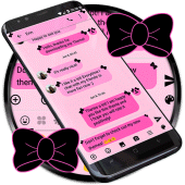 SMS Messages Ribbon Pink Black