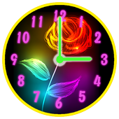 Neon Flowers Clock For PC