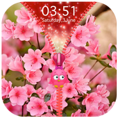Pink Flowers Zipper Lock Screen