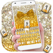 Gold glitter bowknot keyboard For PC