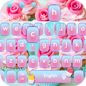 Pink Rose Cupcake Keyboard Theme For PC