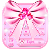 Pink SMS Keyboard Theme Diamond Ribbon