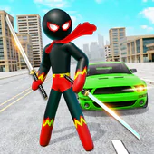 Stickman Ninja Rope Hero Game: Gangster Crime City