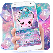 Galaxy Hot Pink Cupcake Keyboard Theme