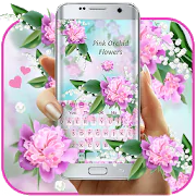 Lovely Pink Orchid Flowers Keyboard