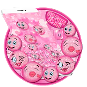 Animated Cute Pink Glitter ? Emoji Keyboard Theme
