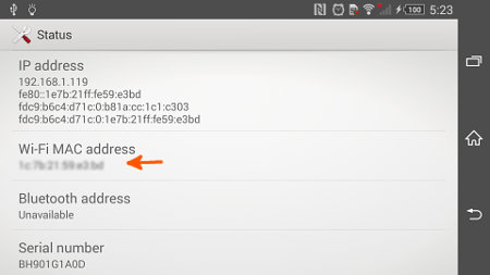 Find MAC/IP Addresses in Xperia Z1