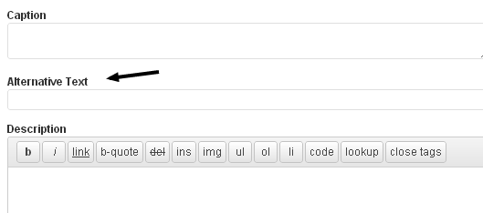 Use alt tag in images in WordPress 3.5