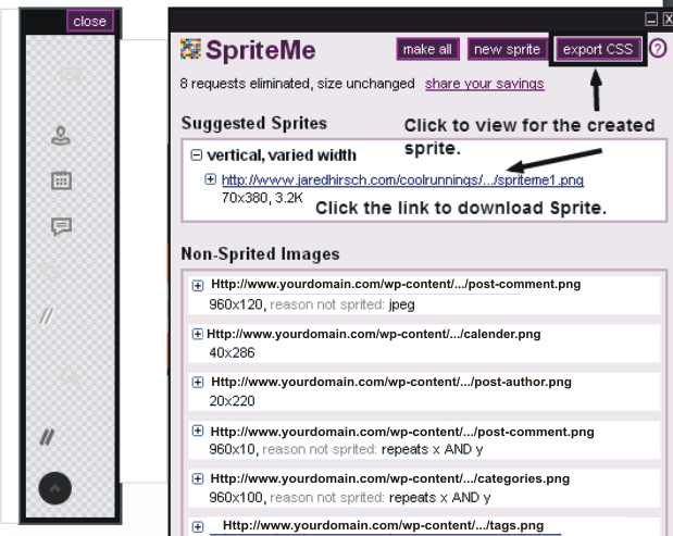 CSS Sprites in WordPresss spriteme