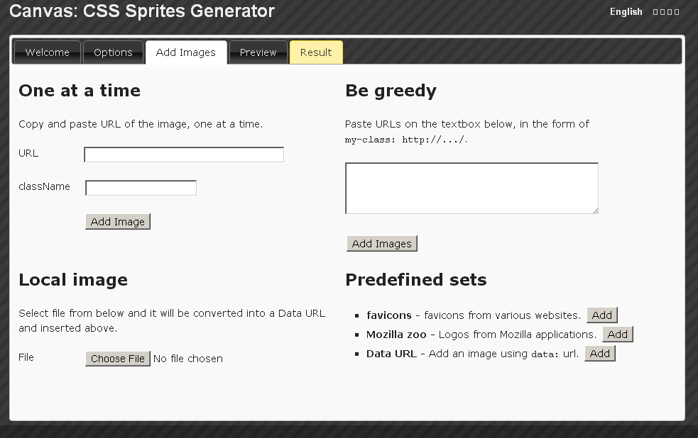 Canvas  CSS Sprites Generator