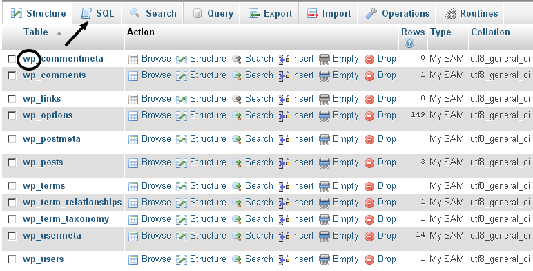 Changing Database Prefix from PhpMyAdmin