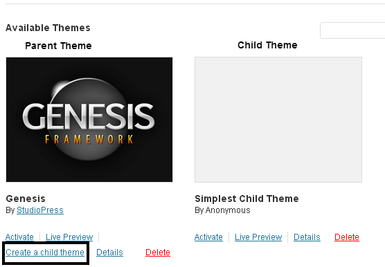 Create a Genesis Child Theme