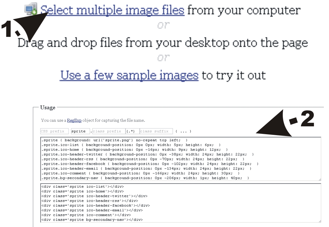Generate CSS Sprites Instantly Usage