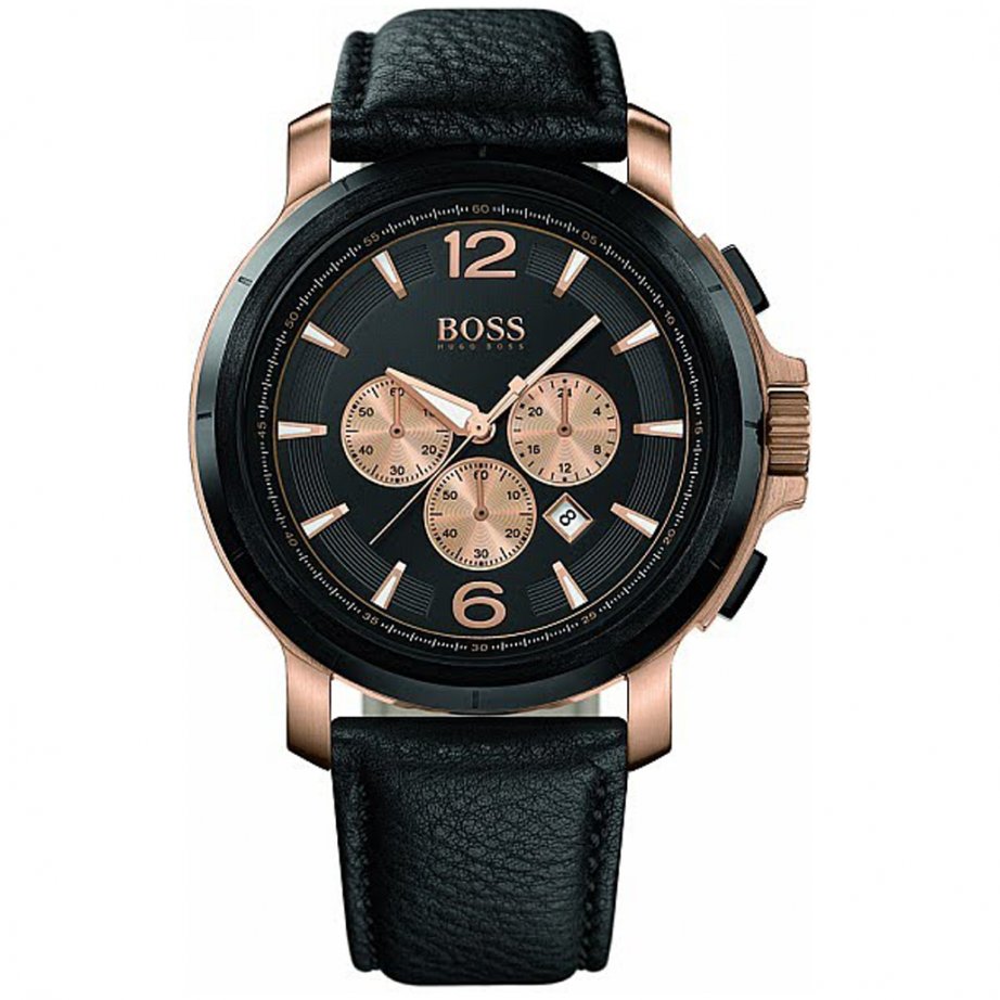 Gents Black Leather Chronograph Watch 1512457