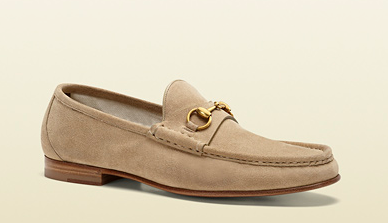 Gucci Cream Suede Horsebit Loafer