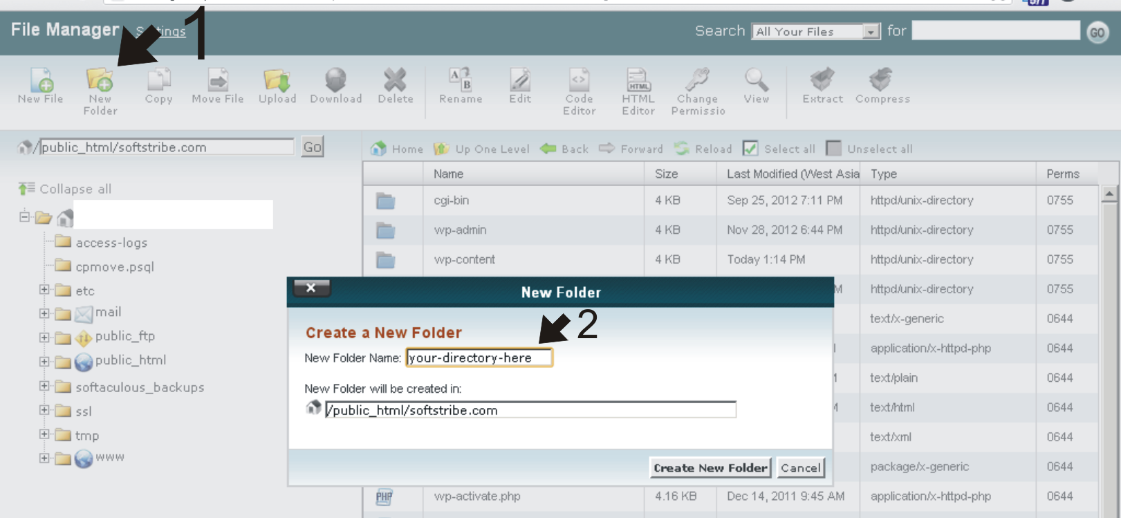 Make a Folder in your Cpanel