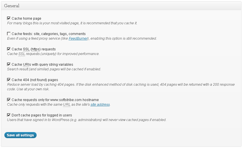 Page Cache W3 Total Cache General