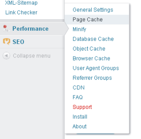 Page Cache w3 total cache