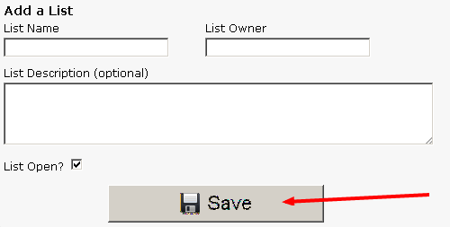 Simple Mailing List Add a list