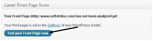 Gtmetrix WordPress Plugin Tests section