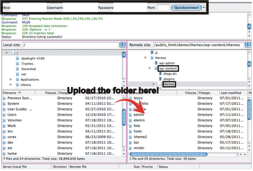 Uploading theme using FTP