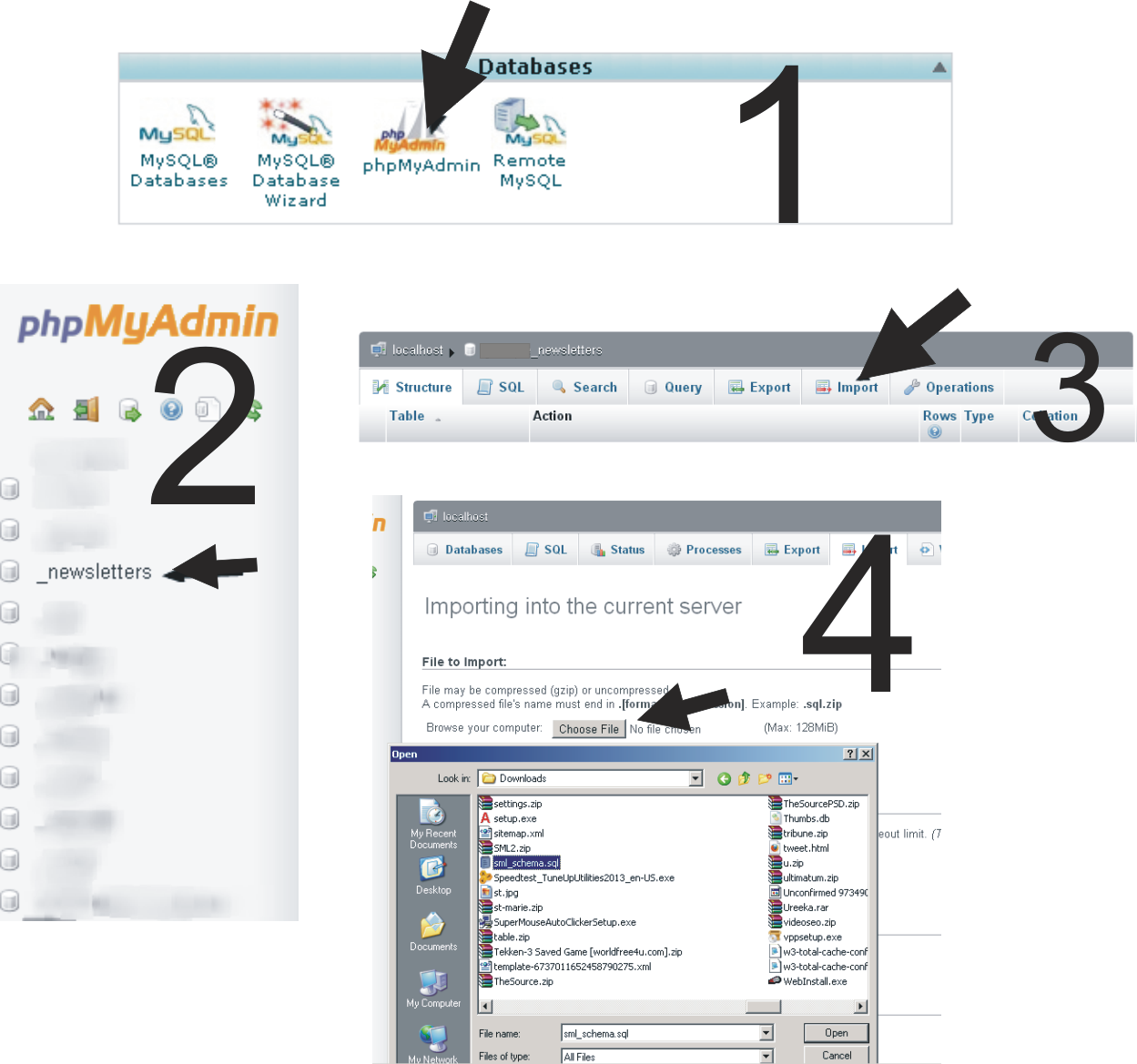 uploading the file sml_schema.sql into database