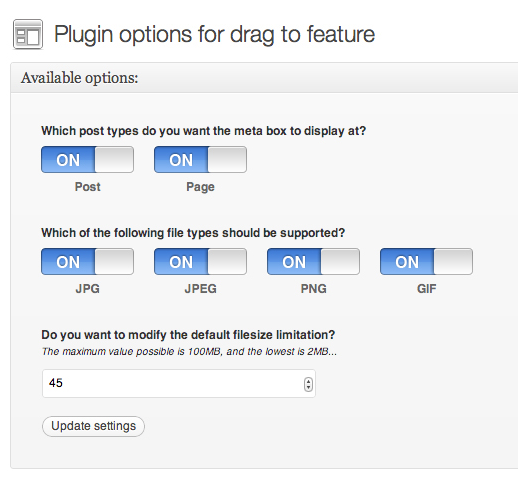 Drag & Drop Featured Image Options Panel