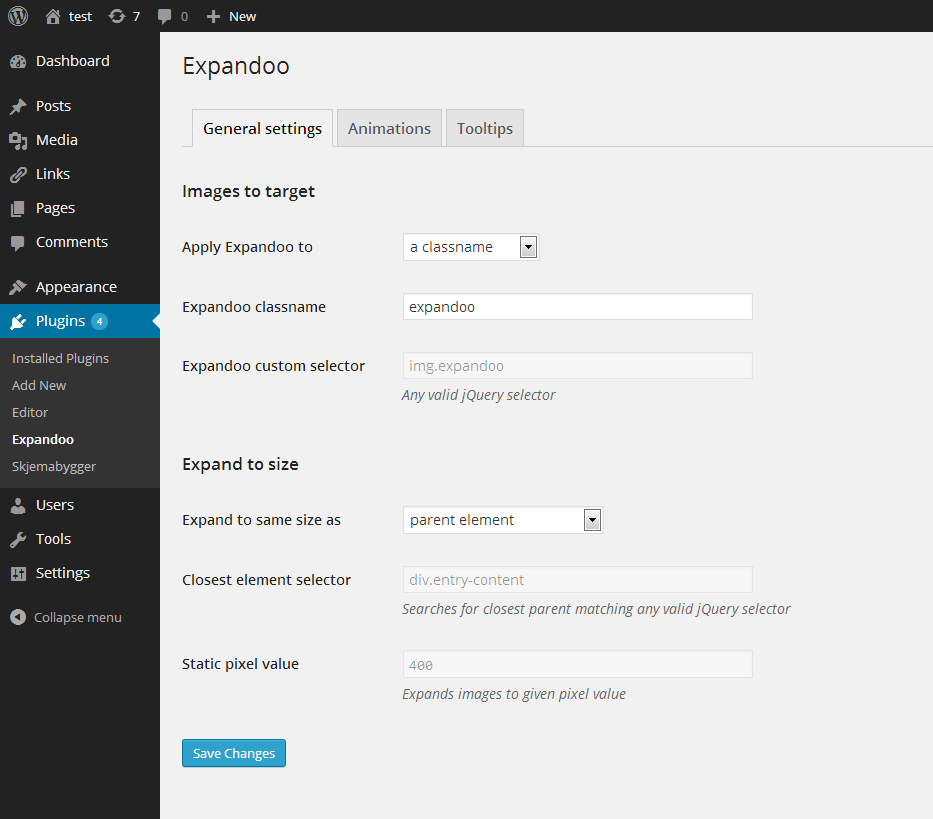 Expandoo Admin Panel General settings