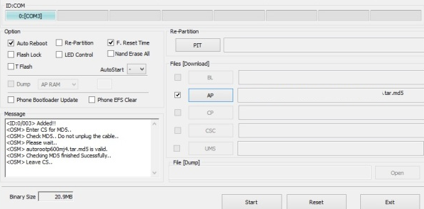 Auto Reboot and F. Reset Time check-boxes