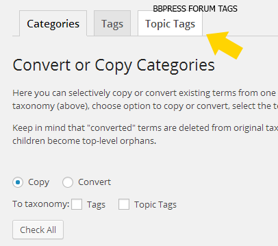 Taxonomy Converter Options