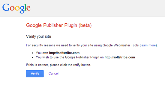 Verify Google Webmasters Tool with Google Publisher Plugin (Beta)