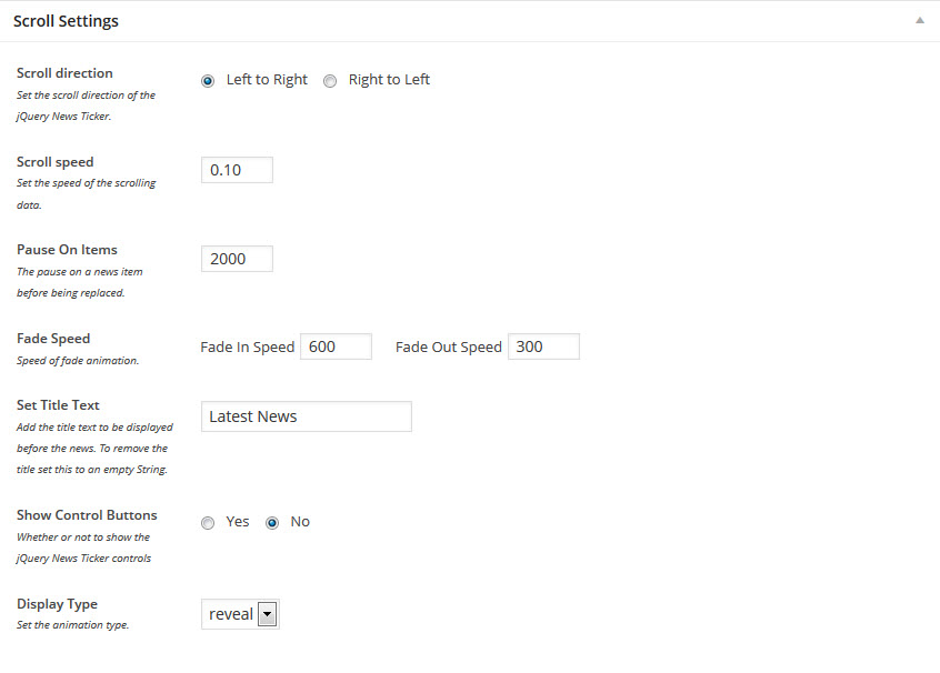 News ticker in WordPress