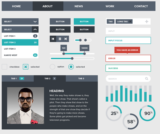 Flat UI Kit (Free PSD)