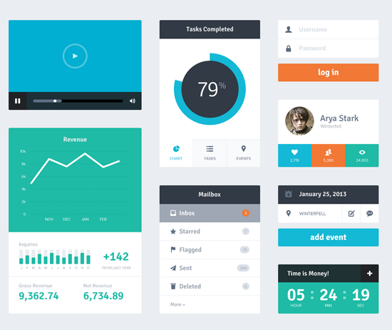Freebie PSD: Flat UI Kit