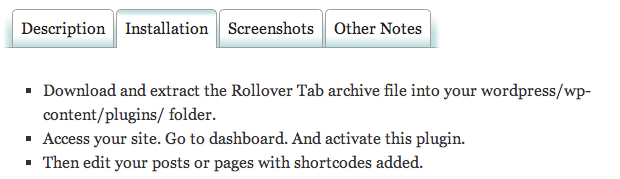 Rollover Tabs Screenshot