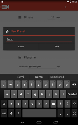 Screen Recorder Kitkat Naming the Recording