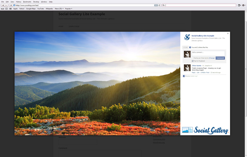  This Screenshot shows Social Gallery Lite in action